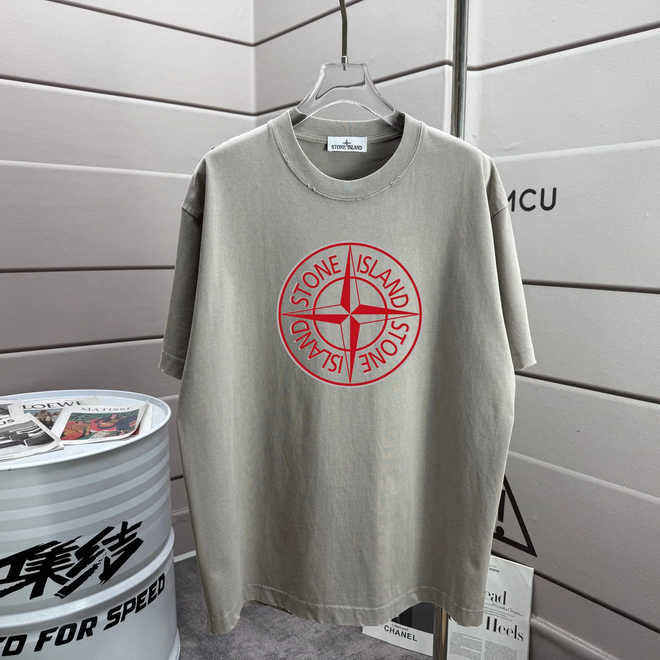 P160 Ston* islan* 石*岛 2025 autumn and winter new style, washed and worn 320g round neck short-sleeved tee, loose version for men and women, color: washed black, washed white, washed gray, washed brown gray Size: S M L XL XXL Size: S (90-130 catties) M (120-150 catties) L (140-165 catties) (160-180 catties) XXL (180-210 catties)